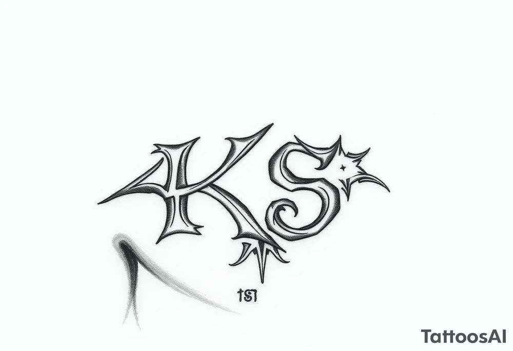Tatuaje de tribal gótico que forme las letras las letras "KS" tattoo idea