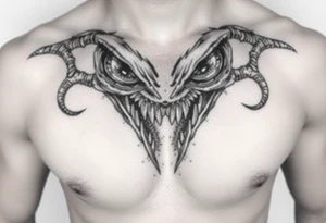 Scary teeth alien eyes tattoo idea