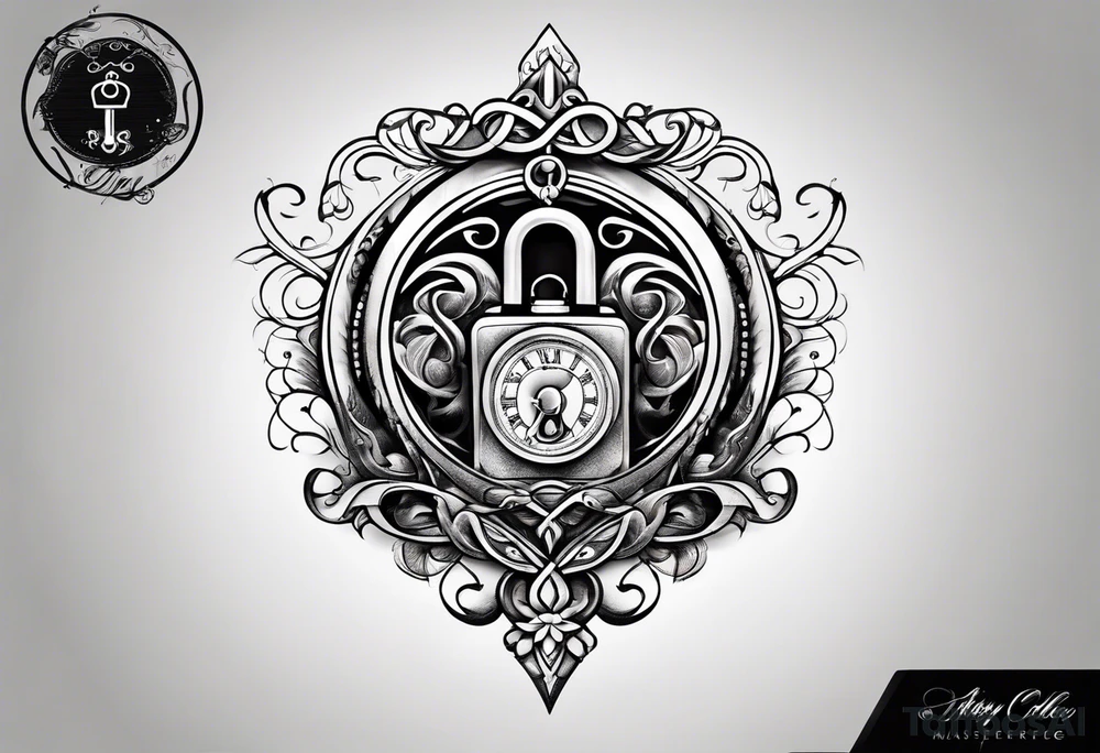 Infinity symbol with lock and key tattoo idea