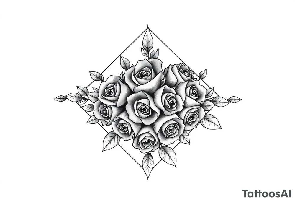 Small Roses filling up the inside of an lateral diamond shape tattoo idea