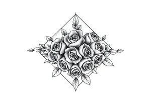 Small Roses filling up the inside of an lateral diamond shape tattoo idea