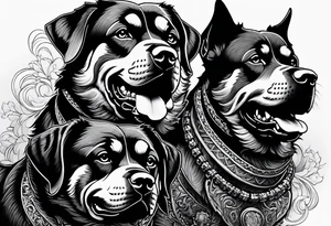 3 headed rottweiler cerberus tattoo idea