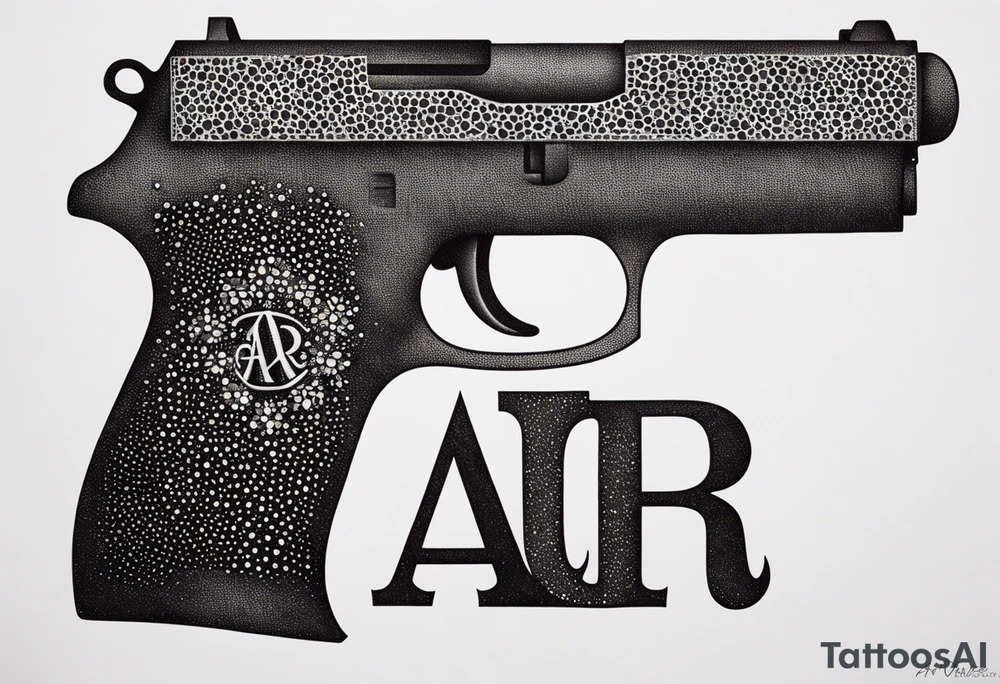 The letters AR with a pistol on each side tattoo idea