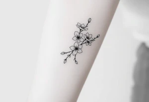 delicate cherry blossoms swirling in spring breeze with petals tattoo idea