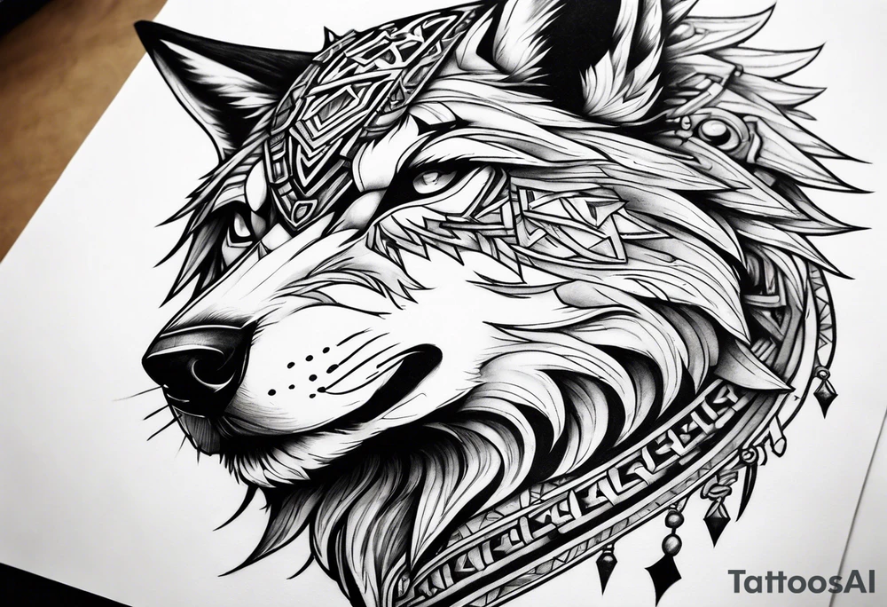 Legend of zelda link wolf in profile tattoo idea