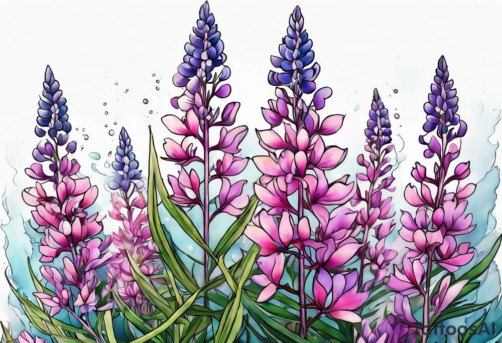 ocean lupine fireweed tattoo idea