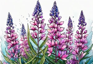 ocean lupine fireweed tattoo idea