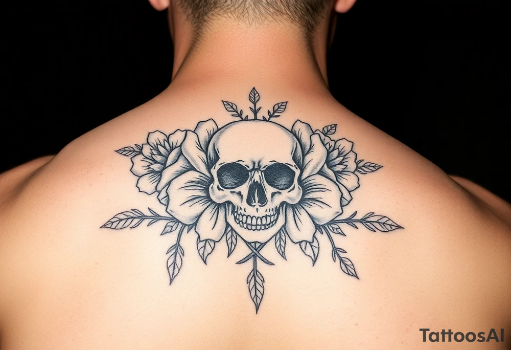 Flowers with skulls in the center tattoo idea