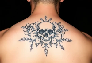 Flowers with skulls in the center tattoo idea