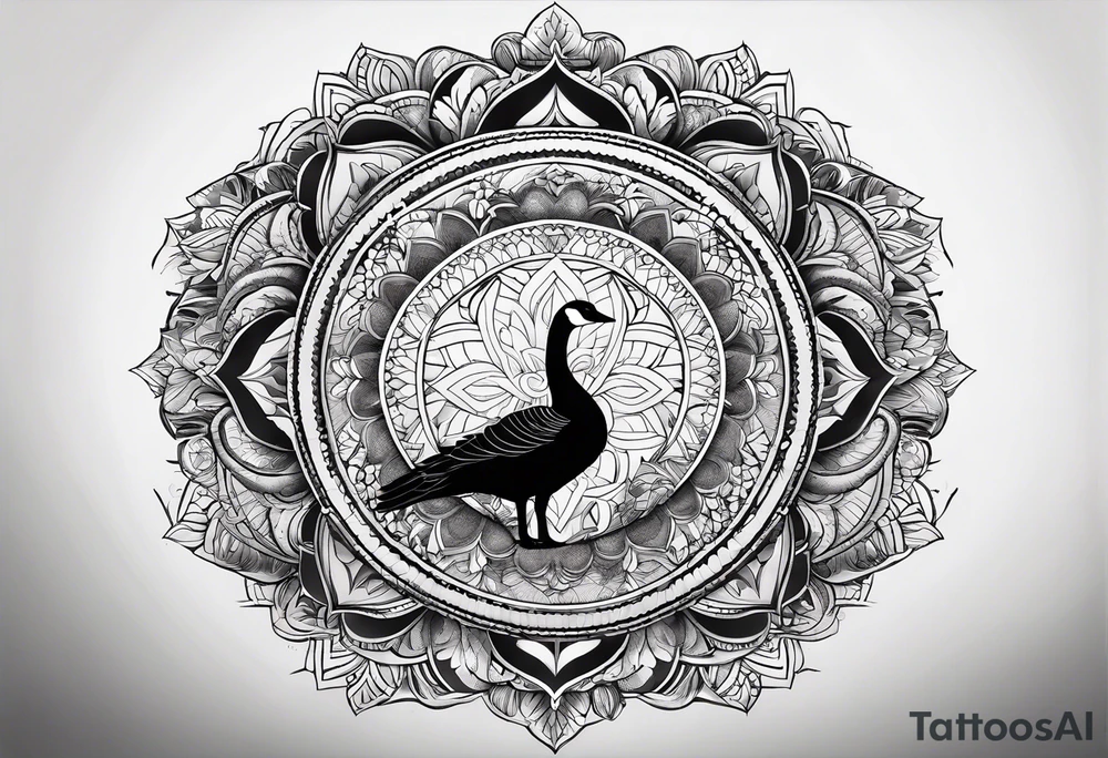 mandala background with canadian goose in the front tattoo idea