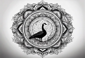 mandala background with canadian goose in the front tattoo idea