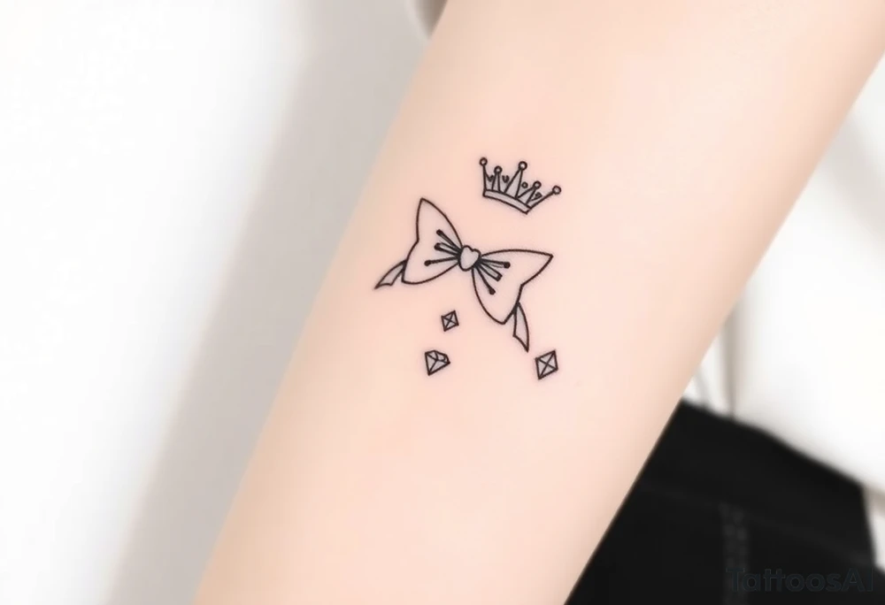 Bows and diamonds and crown tattoo idea