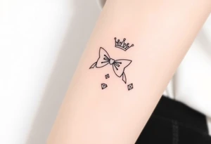 Bows and diamonds and crown tattoo idea