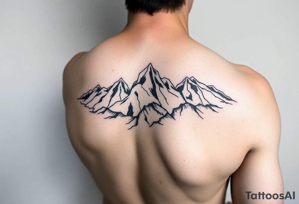 Mountains on arm sleeve snowboarding tattoo idea