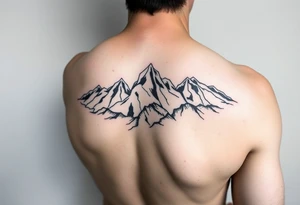 Mountains on arm sleeve snowboarding tattoo idea