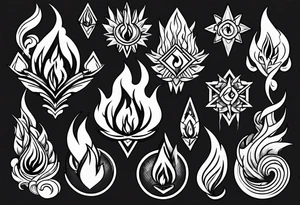 Variety of flames flash sheet tattoo idea
