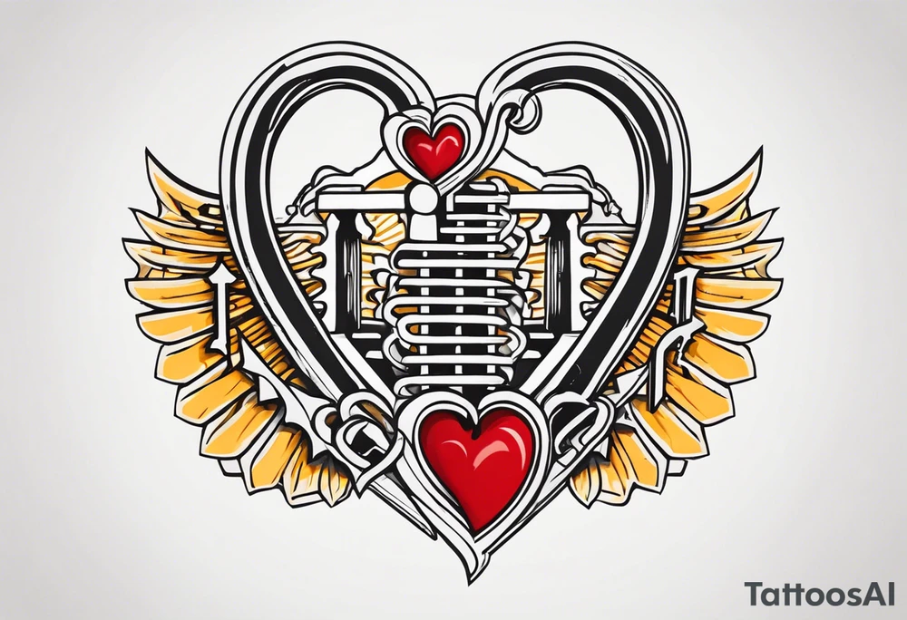 A heart shaped skeleton key with the letters RA as the keys teeth tattoo idea