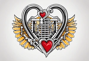 A heart shaped skeleton key with the letters RA as the keys teeth tattoo idea