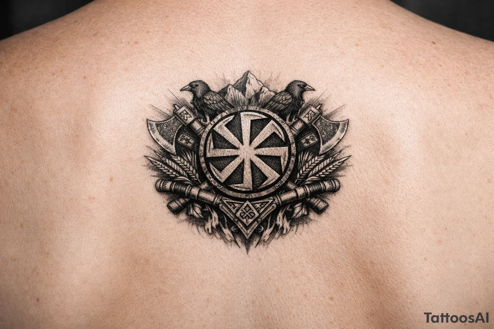 Ideas with pagan Slavic kolovrat on wrist tattoo idea