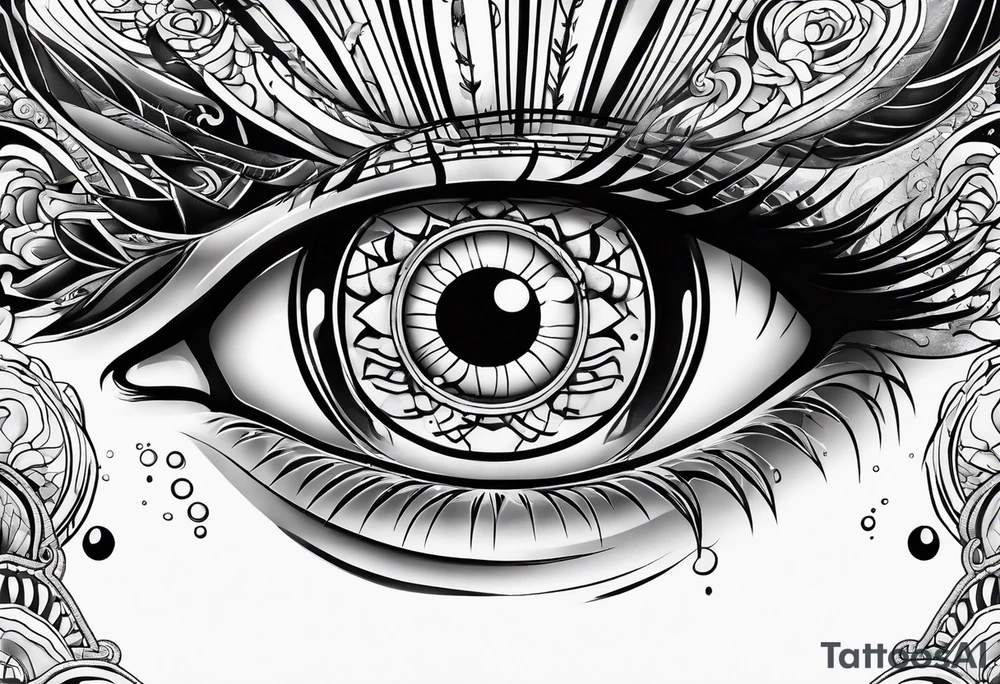 Crazy scary Japanese-style eyes tattoo idea