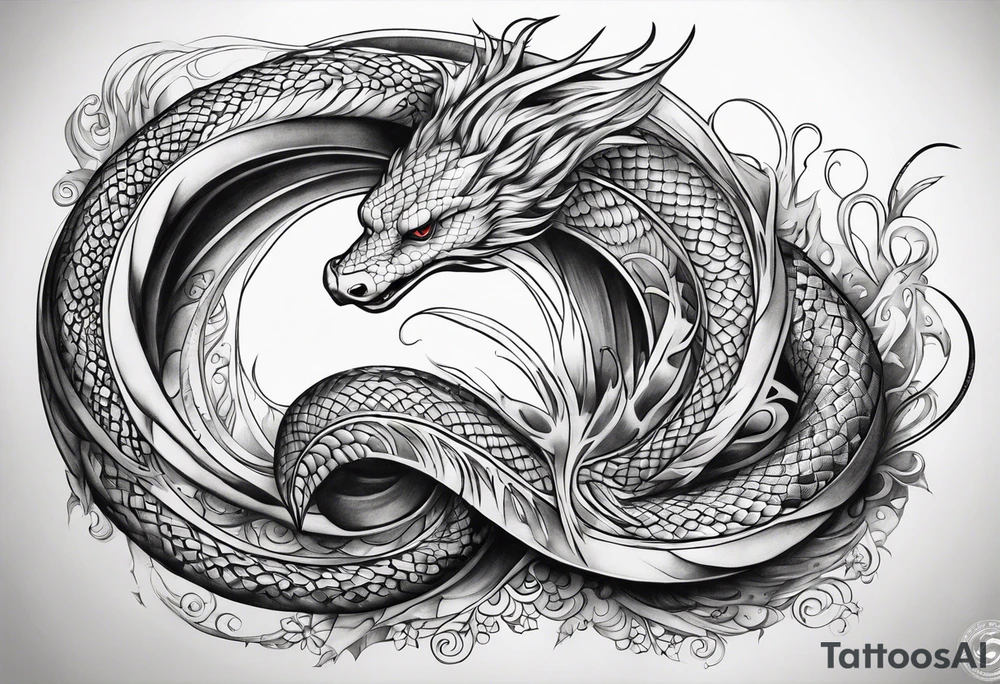 flowing serpent tail tattoo idea