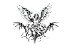 Michael the archangel fighting demons tattoo idea