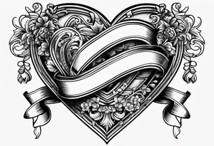 heart with ribbon that says "Riley and Mel forever" tattoo idea