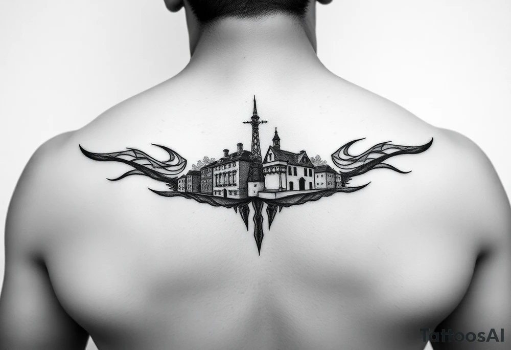 County ,realistic, small , black and white tattoo idea