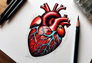 Anatomical human heart that is in the process of dying. I want like a quarter of it to look healthy and the rest fading into death. tattoo idea