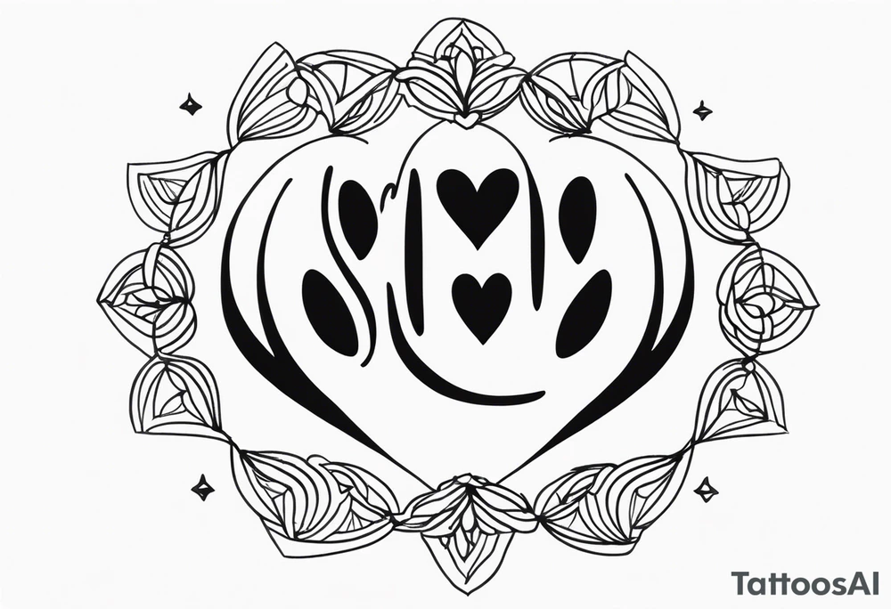 minimalist draw paw print in the word love with a halo over the o tattoo idea