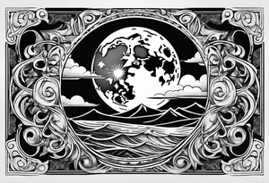 The moon, stars reflecting on the ocean tattoo idea