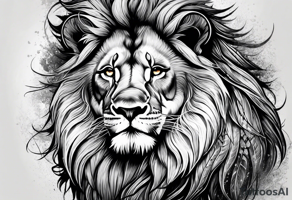 Lion with hair tattoo idea