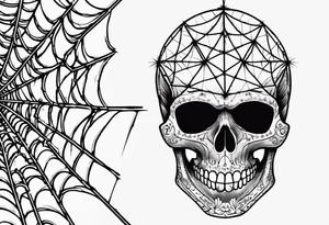 Skull on spider web that says “death before dishonour” on forehead with spiders dropping down to it tattoo idea