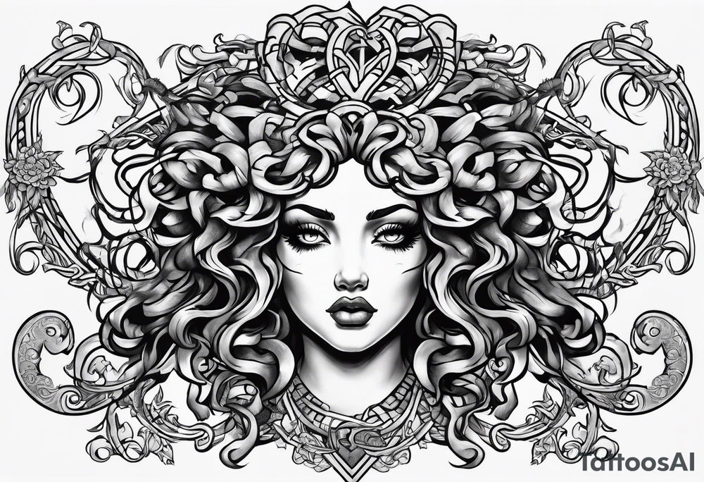 Neo traditional Medusa heads tattoo idea