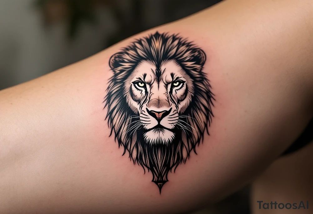 egyptian themed lion (red and black) tattoo idea