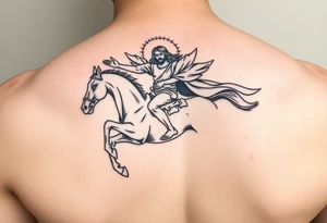 jesus flying in as the rider on the white horse tattoo idea