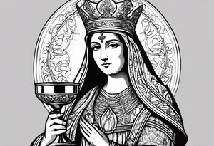 holy saint barbara with canons and a chalice tattoo idea