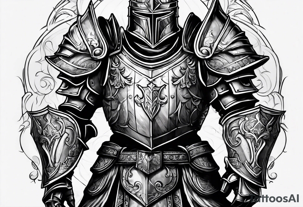 knight heavy armor surrounded tattoo idea