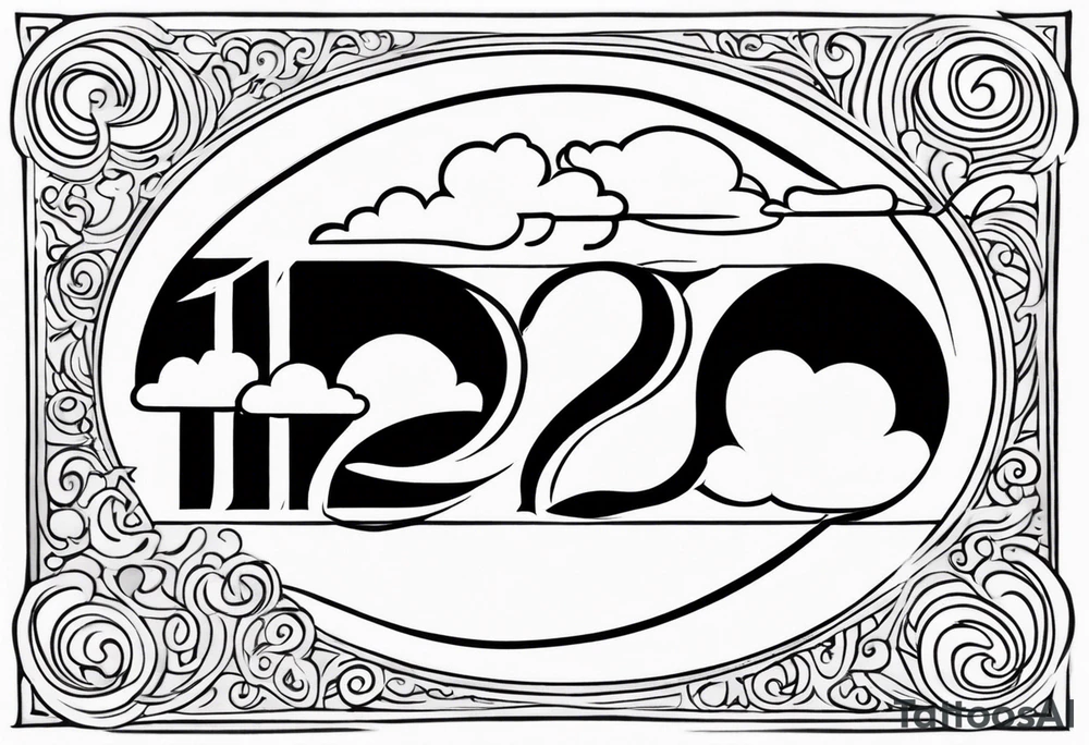 A moon with clouds with the date of my parent’s marriage 12/25/1995 in Roman fount tattoo idea