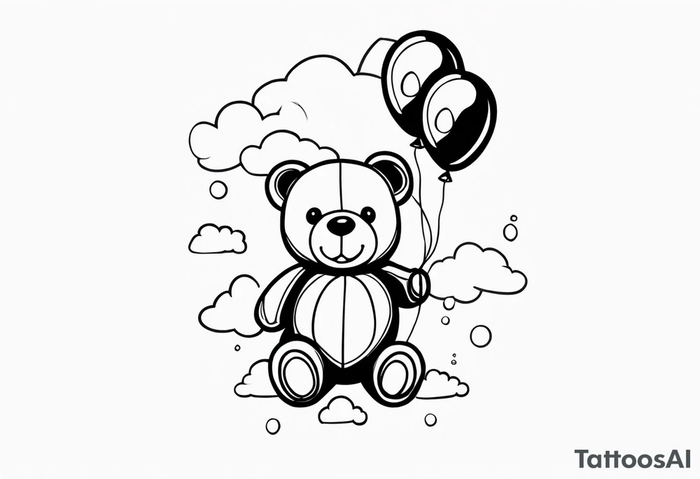 teddy bear with balloons tattoo idea