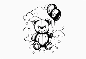 teddy bear with balloons tattoo idea