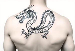 Japanese dragon back piece tattoo idea