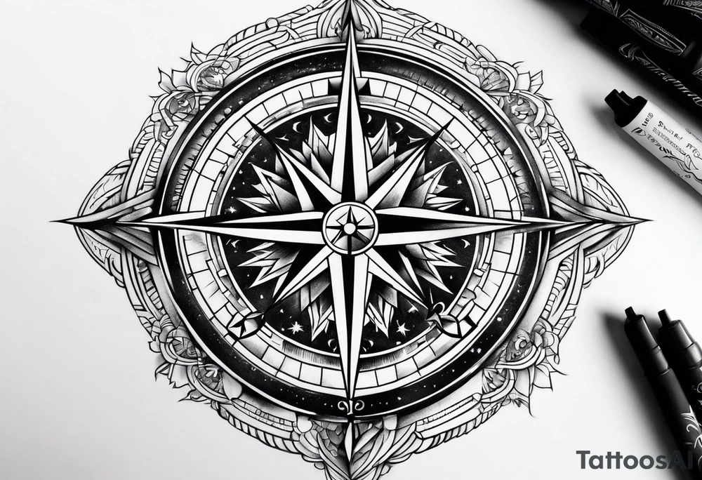 Compass stars tattoo idea