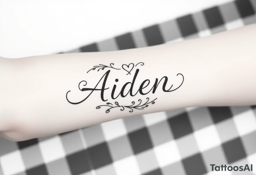 The name Aiden with a love theme
 around it for the forearm tattoo idea