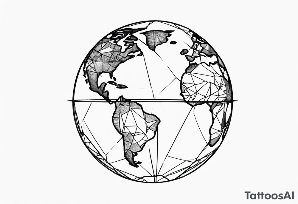 spherical world map breaking glass tattoo idea