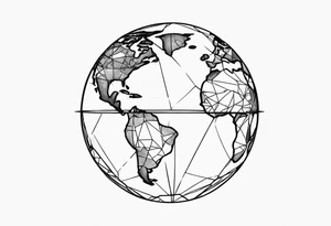 spherical world map breaking glass tattoo idea