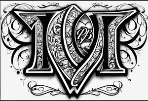 Graffiti style tattoo with the letters “P” and “P”, which represent our two boys Parker and Paxtyn tattoo idea