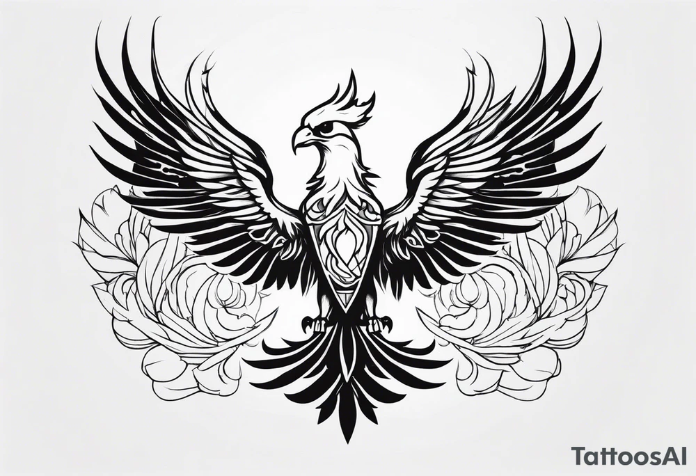 Half Phoenix Half Skeleton tattoo idea