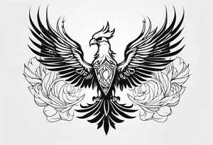 Half Phoenix Half Skeleton tattoo idea