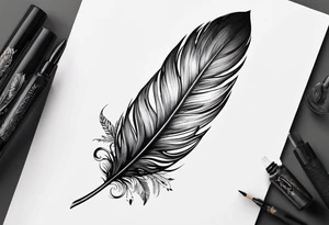 tattoo drawing of a feather with a circle of life tree inside tattoo idea